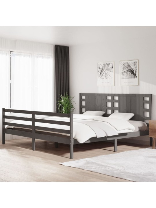 Rám postele šedý masivní borovice 200 x 200 cm