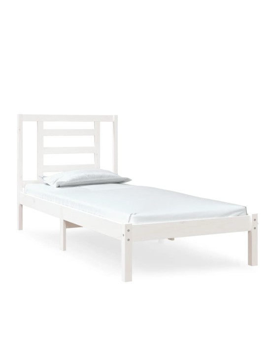 Rám postele bílý masivní dřevo 75 x 190 cm malé jednolůžko