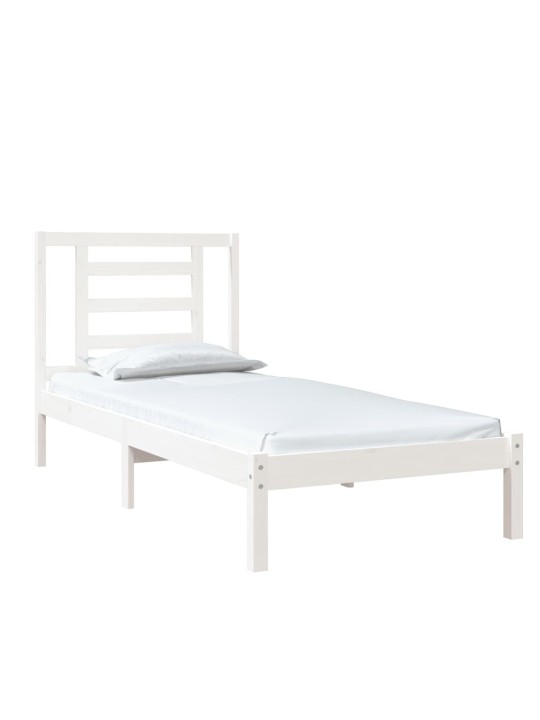 Rám postele bílý masivní dřevo 75 x 190 cm malé jednolůžko