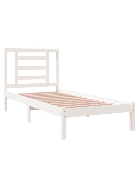 Rám postele bílý masivní dřevo 75 x 190 cm malé jednolůžko