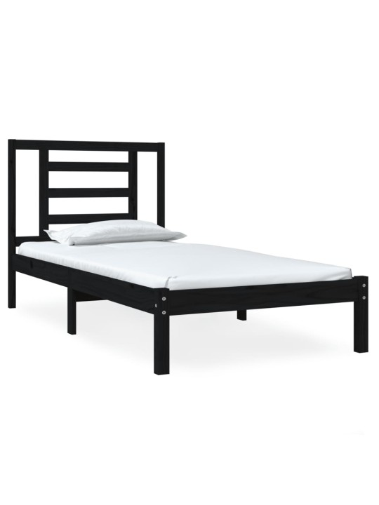 Rám postele černý masivní dřevo 75 x 190 cm malé jednolůžko