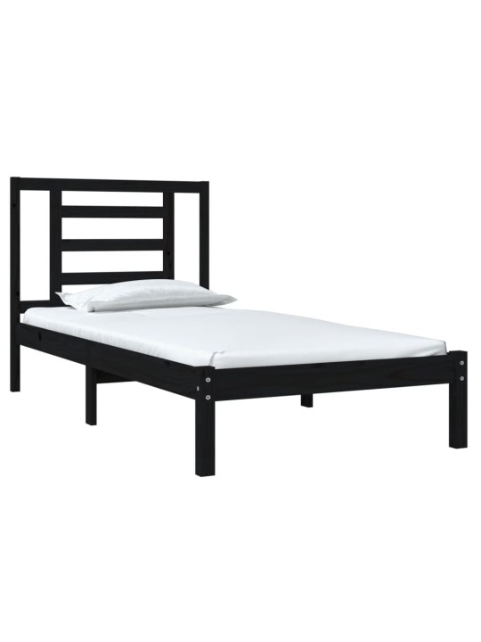 Rám postele černý masivní dřevo 75 x 190 cm malé jednolůžko