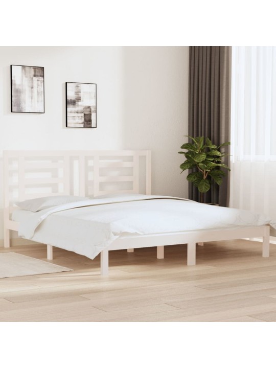 Rám postele bílý masivní dřevo 180 x 200 cm Super King