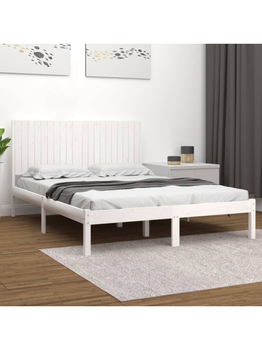 Postel bez matrace bílá 200 x 200 cm masivní borovice