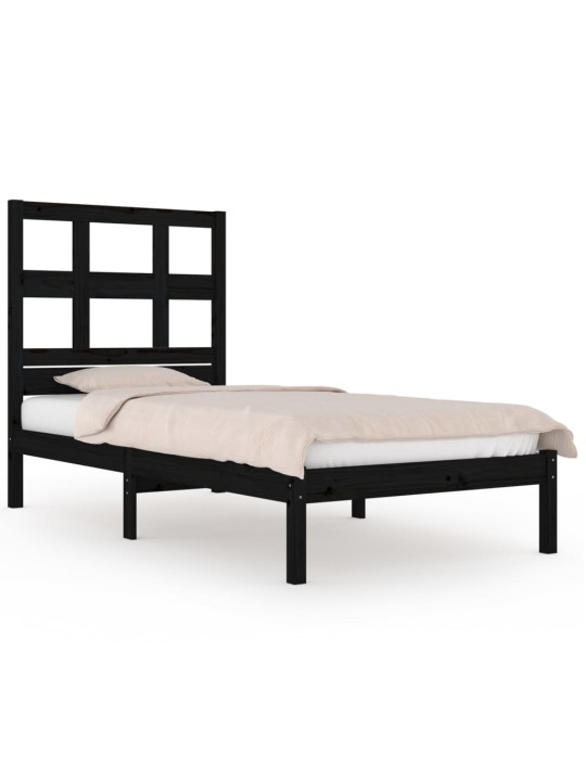 Rám postele černý masivní dřevo 75 x 190 cm malé jednolůžko