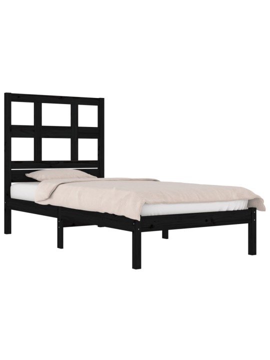 Rám postele černý masivní dřevo 75 x 190 cm malé jednolůžko
