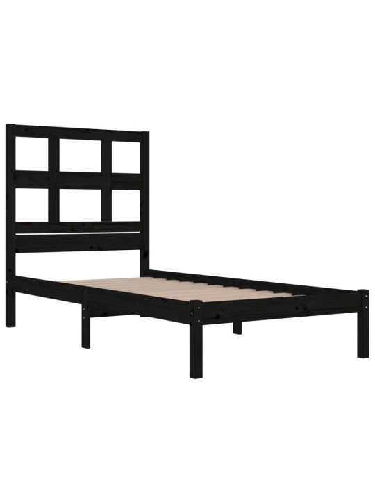 Rám postele černý masivní dřevo 75 x 190 cm malé jednolůžko