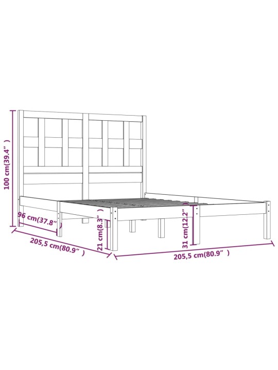 Postel bez matrace bílá 200 x 200 cm masivní borovice