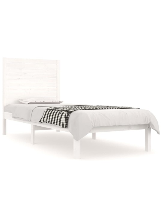 Rám postele bílý masivní dřevo 75 x 190 cm malé jednolůžko