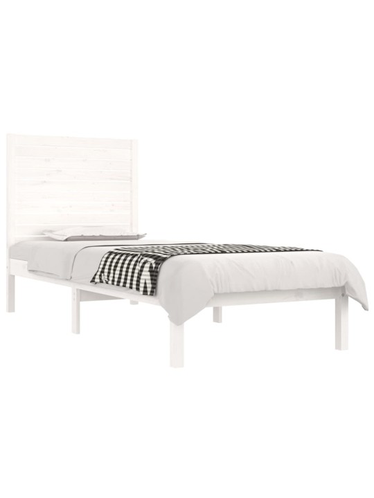 Rám postele bílý masivní dřevo 75 x 190 cm malé jednolůžko