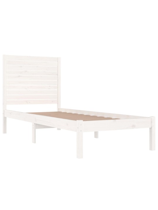 Rám postele bílý masivní dřevo 75 x 190 cm malé jednolůžko