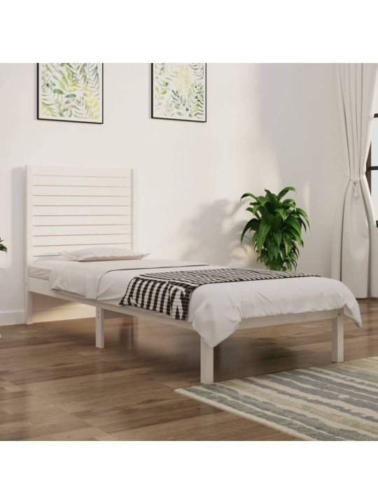 Rám postele bílý masivní dřevo 75 x 190 cm malé jednolůžko