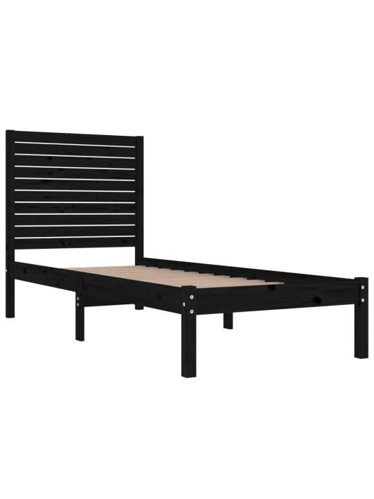 Rám postele černý masivní dřevo 75 x 190 cm malé jednolůžko