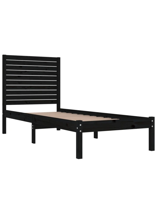 Rám postele černý masivní dřevo 75 x 190 cm malé jednolůžko