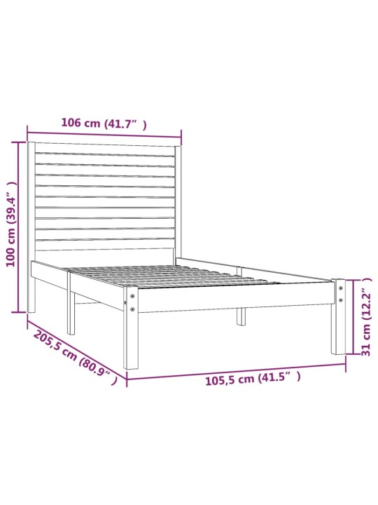 Rám postele medově hnědý masivní dřevo 100 x 200 cm