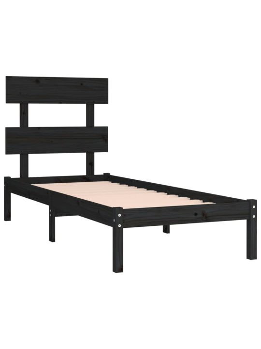 Rám postele černý masivní dřevo 75 x 190 cm malé jednolůžko