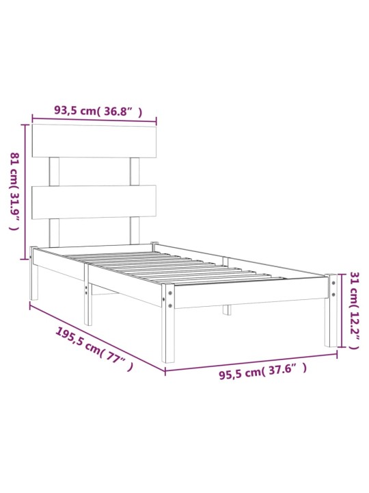Rám postele masivní dřevo 90 x 190 cm Single