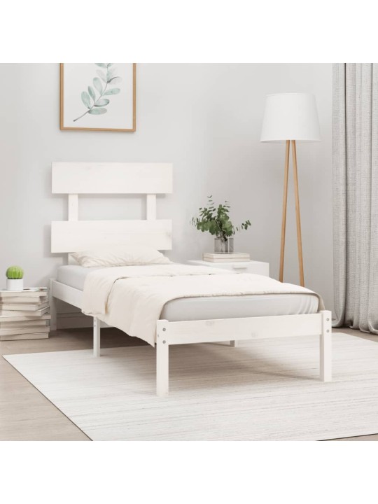 Rám postele bílý masivní dřevo 90 x 190 cm jednolůžko
