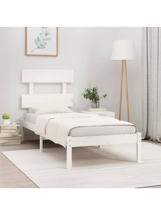 Rám postele bílý masivní dřevo 90 x 200 cm