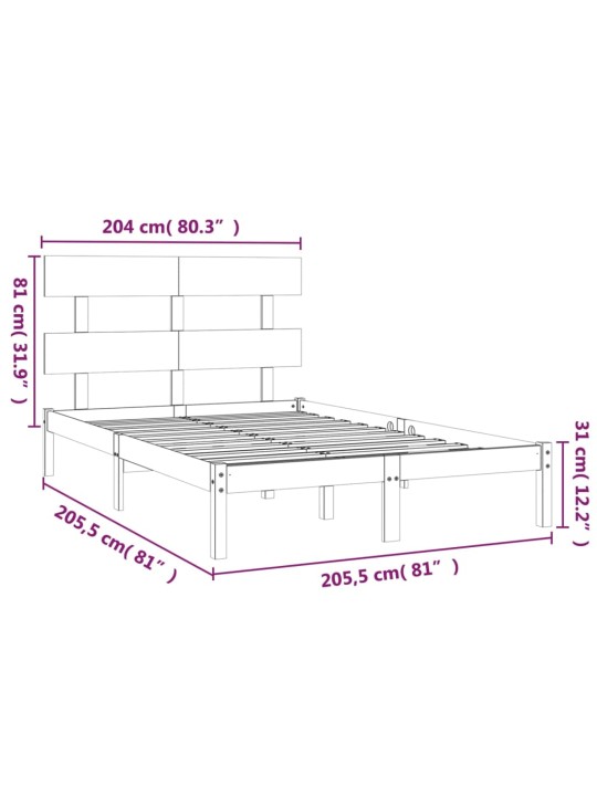 Rám postele bílý masivní dřevo 200 x 200 cm