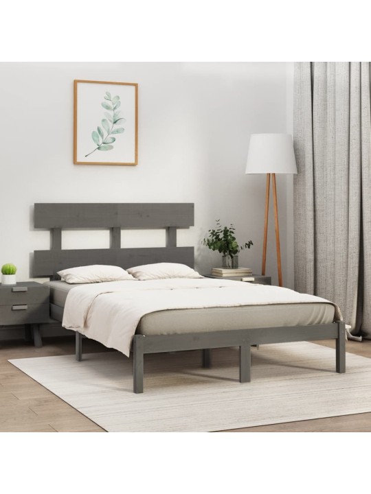 Rám postele šedý masivní dřevo 200 x 200 cm