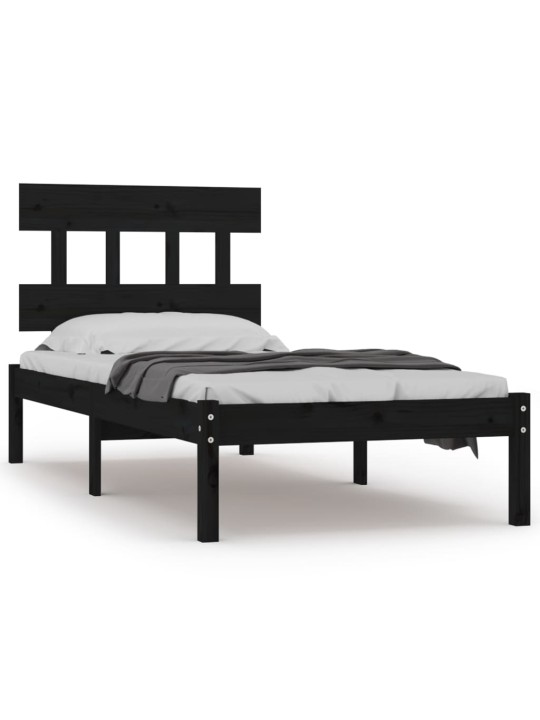 Rám postele černý masivní dřevo 75 x 190 cm malé jednolůžko