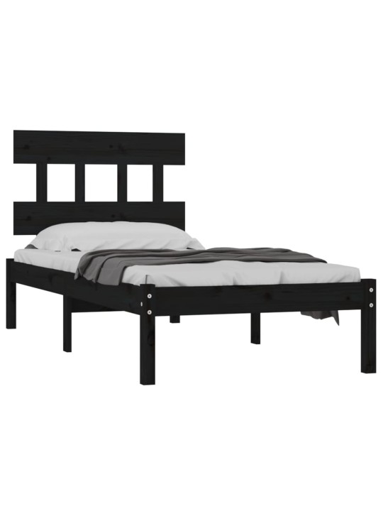 Rám postele černý masivní dřevo 75 x 190 cm malé jednolůžko