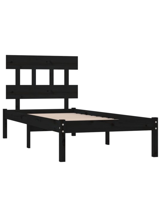 Rám postele černý masivní dřevo 75 x 190 cm malé jednolůžko