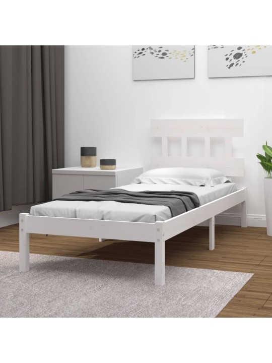 Rám postele bílý masivní dřevo 90 x 190 cm jednolůžko