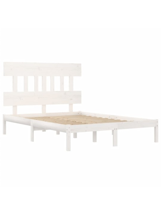 Rám postele bílý masivní dřevo 200 x 200 cm