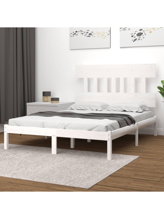 Rám postele bílý masivní dřevo 200 x 200 cm
