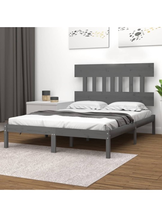 Rám postele šedý masivní dřevo 200 x 200 cm