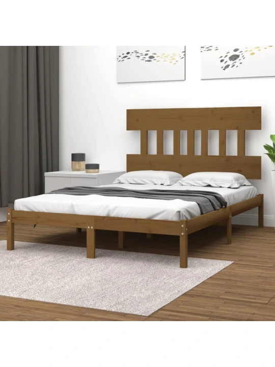 Rám postele medově hnědý masivní dřevo 200 x 200 cm