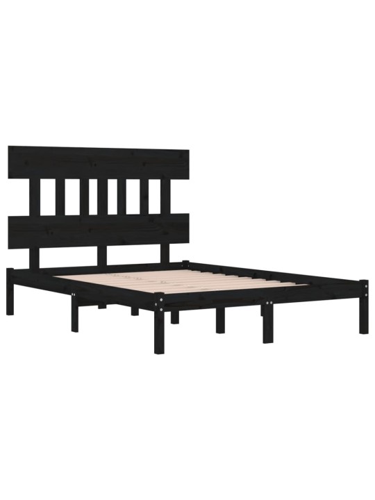 Rám postele černý masivní dřevo 200 x 200 cm