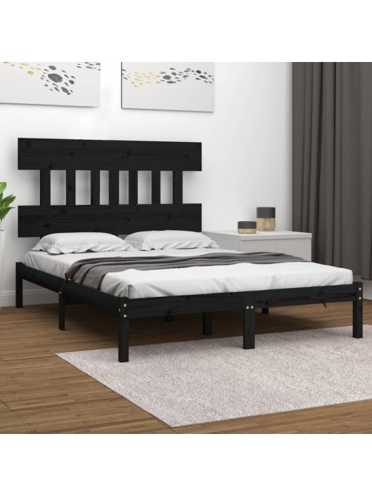 Rám postele černý masivní dřevo 200 x 200 cm