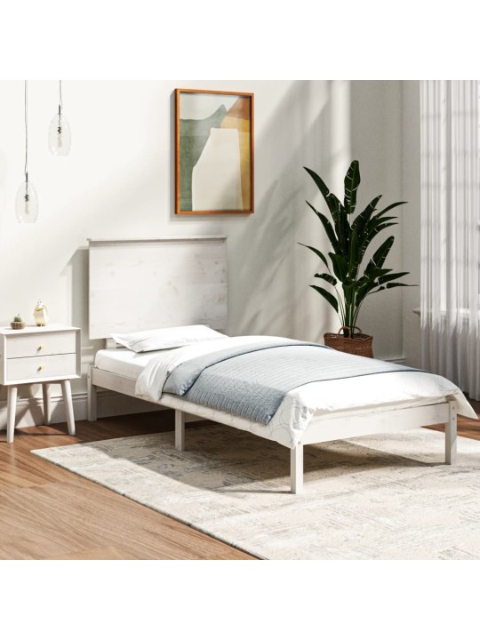 Rám postele bílý masivní dřevo 90 x 190 cm jednolůžko
