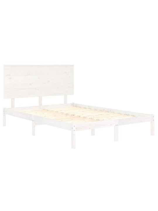 Rám postele bílý masivní dřevo 135 x 190 cm dvojlůžko