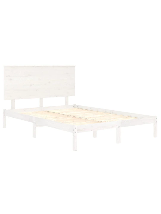 Rám postele bílý masivní dřevo 135 x 190 cm dvojlůžko