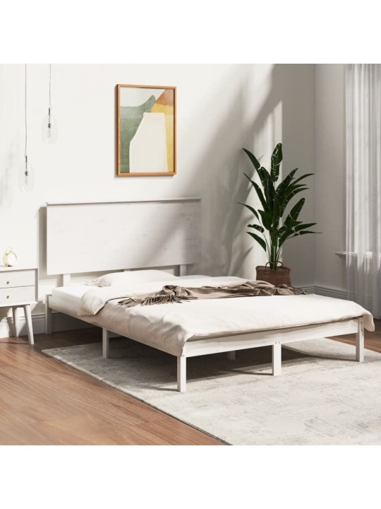 Rám postele bílý masivní dřevo 135 x 190 cm dvojlůžko