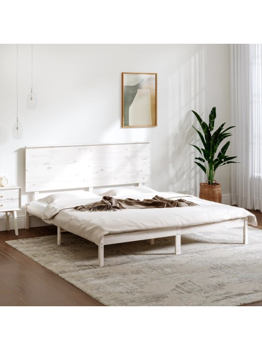 Rám postele bílý masivní dřevo 150 x 200 cm King Size
