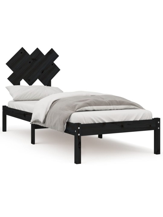 Rám postele černý 75 x 190 cm Small Single masivní dřevo