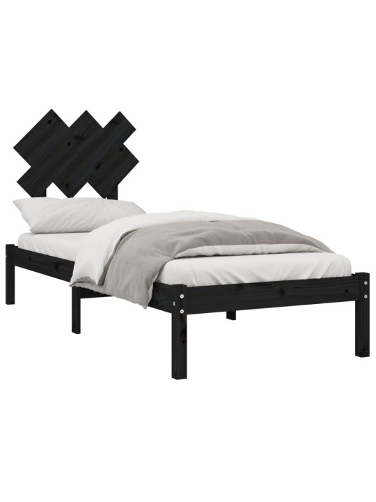 Rám postele černý 75 x 190 cm Small Single masivní dřevo
