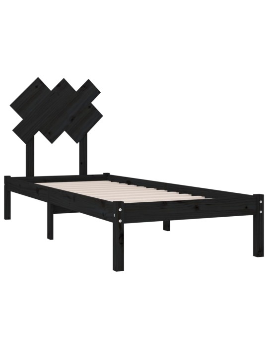 Rám postele černý 75 x 190 cm Small Single masivní dřevo