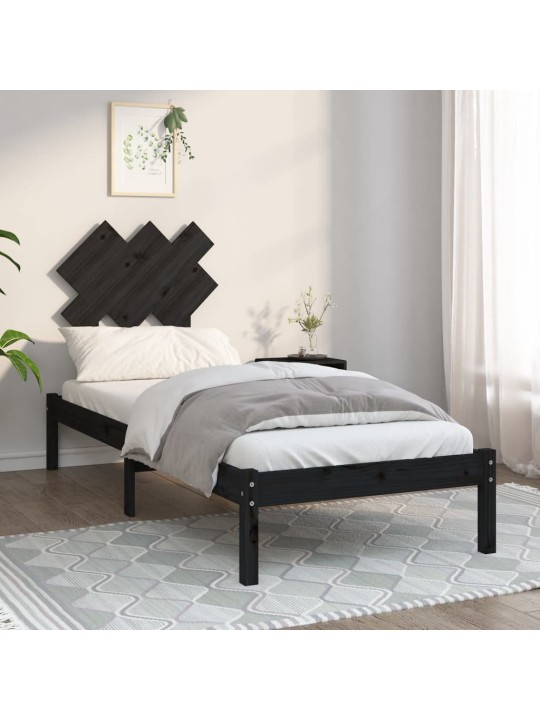 Rám postele černý 75 x 190 cm Small Single masivní dřevo