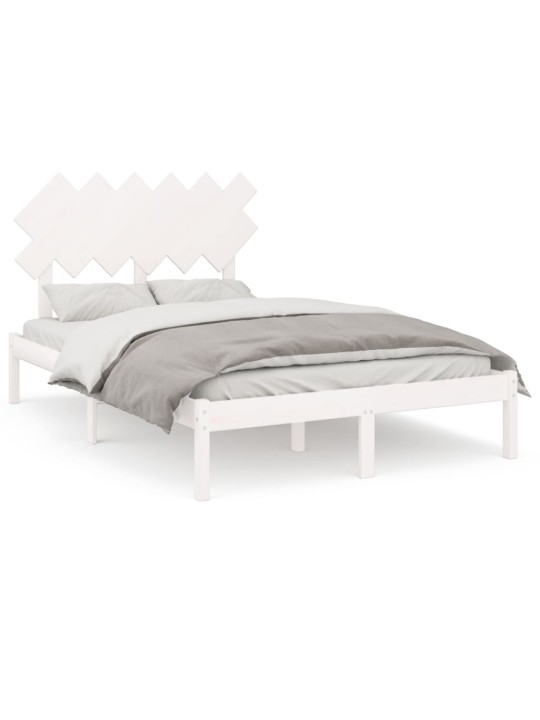 Rám postele bílý 135 x 190 cm Double masivní dřevo
