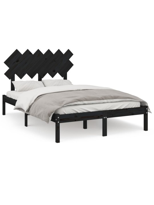 Rám postele černý 135 x 190 cm Double masivní dřevo