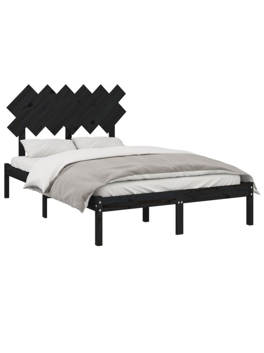 Rám postele černý 135 x 190 cm Double masivní dřevo