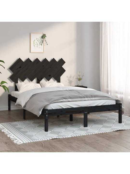 Rám postele černý 135 x 190 cm Double masivní dřevo