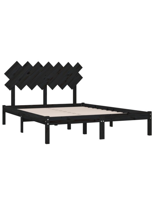Rám postele černý 140 x 190 cm masivní dřevo