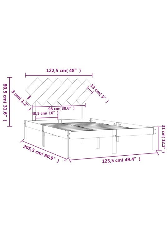 Rám postele bílý 120 x 200 cm masivní dřevo